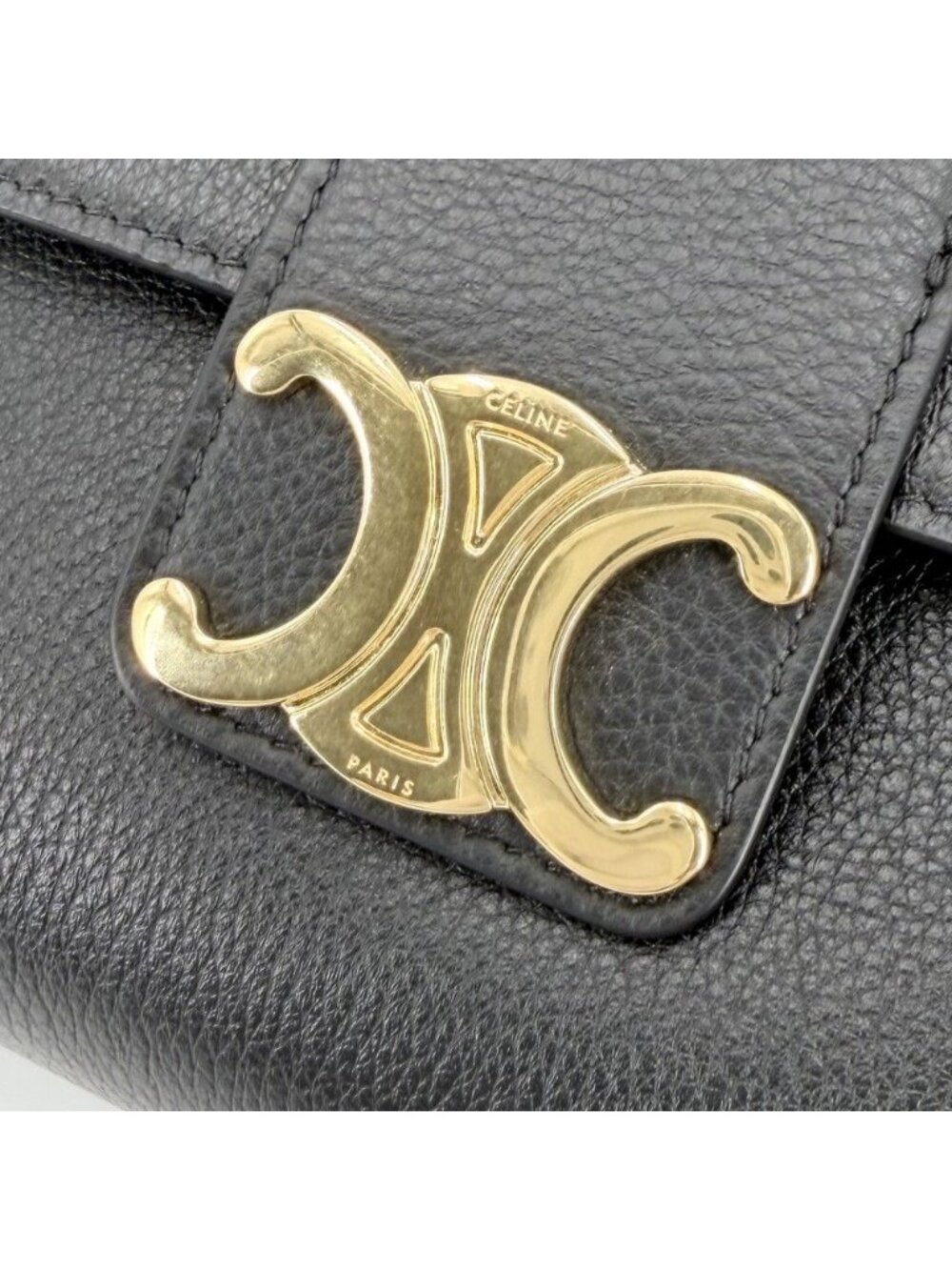 Celine Shoulder Bag Mini Victoire Triomphe Leather Black Gold - Picture 6 of 9